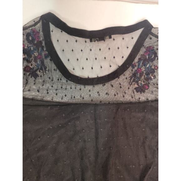 Lane Bryant Top 26/28 Floral Mesh Long Sheer Sleeves Fairy Witchy Whimsigoth - Picture 8 of 9